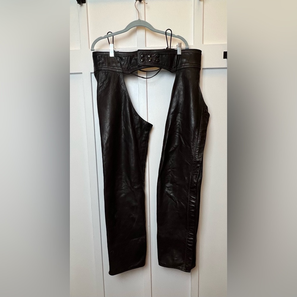 Champlain Leather Motorcycle Chaps Size 34 Black Heavy Quality Grunge Goth Biker